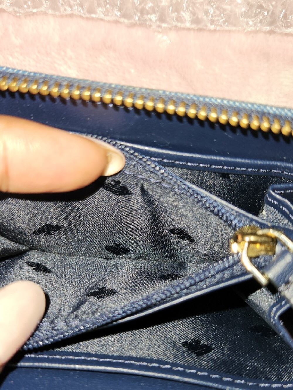 kate spade Quilted Denim Zip Card Case Wallet - Navy Blue - Picture 6 of 13